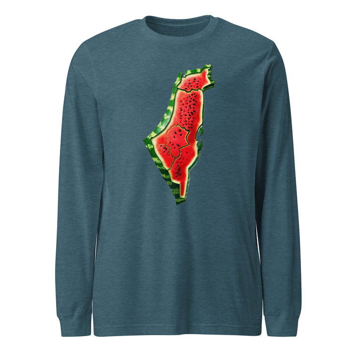Palestine Watermelon - Women’s Long Sleeve Tee, Heather Deep Teal