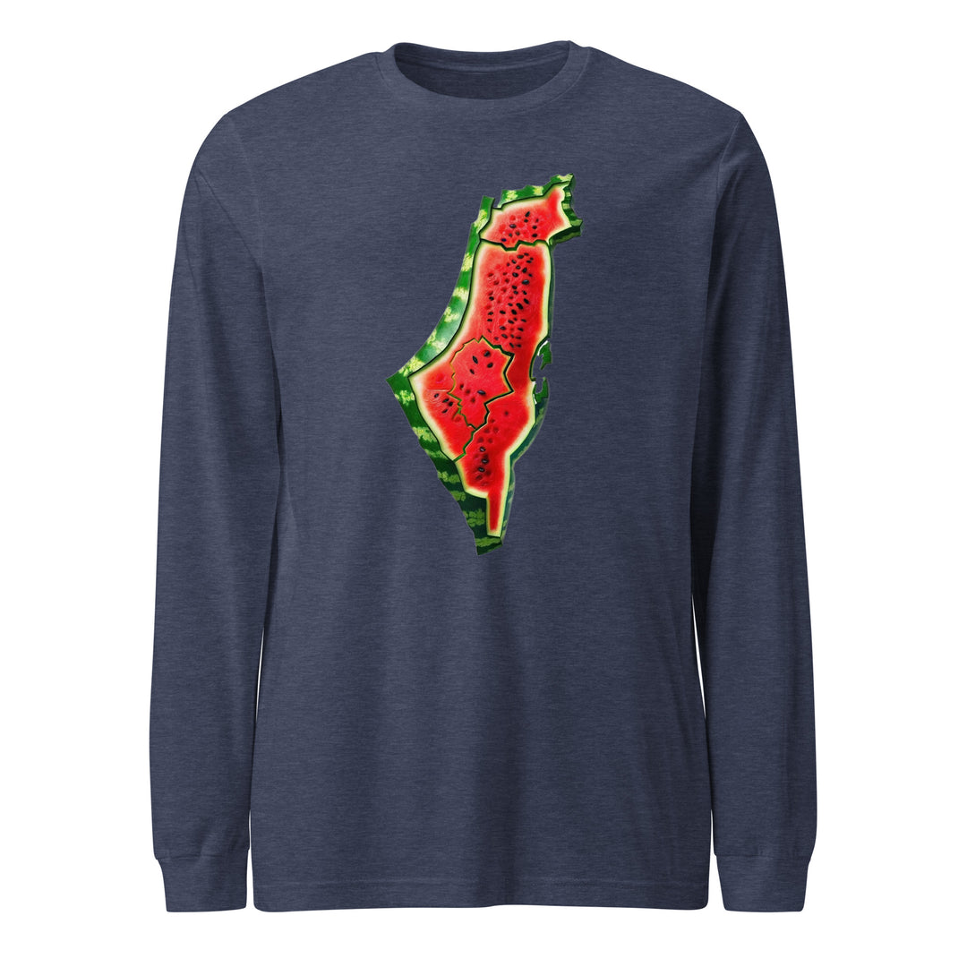 Palestine Watermelon - Women’s Long Sleeve Tee, Heather Navy