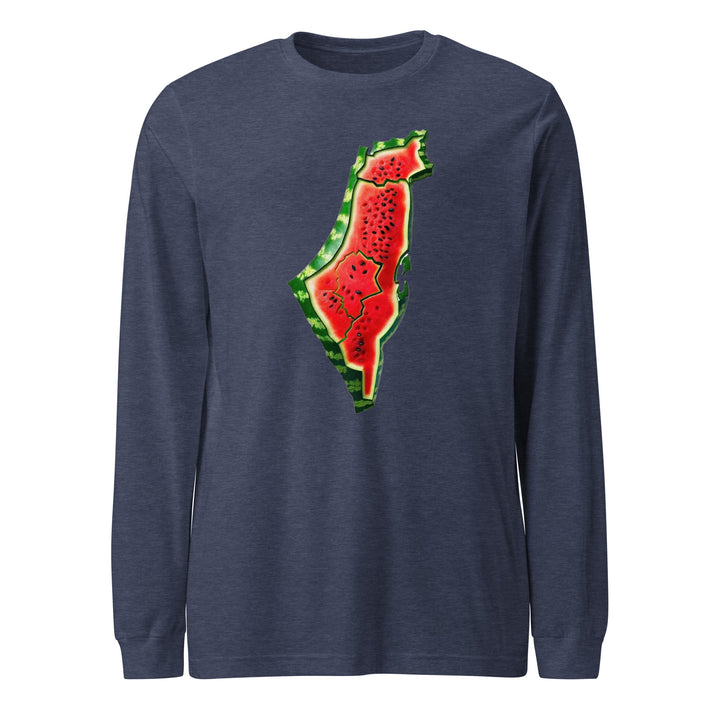 Palestine Watermelon - Women’s Long Sleeve Tee, Heather Navy