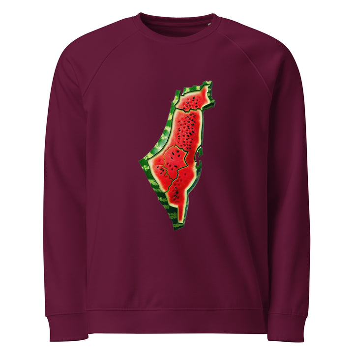 Palestine Watermelon - Women’s Organic Raglan Sweatshirt, Burgundy