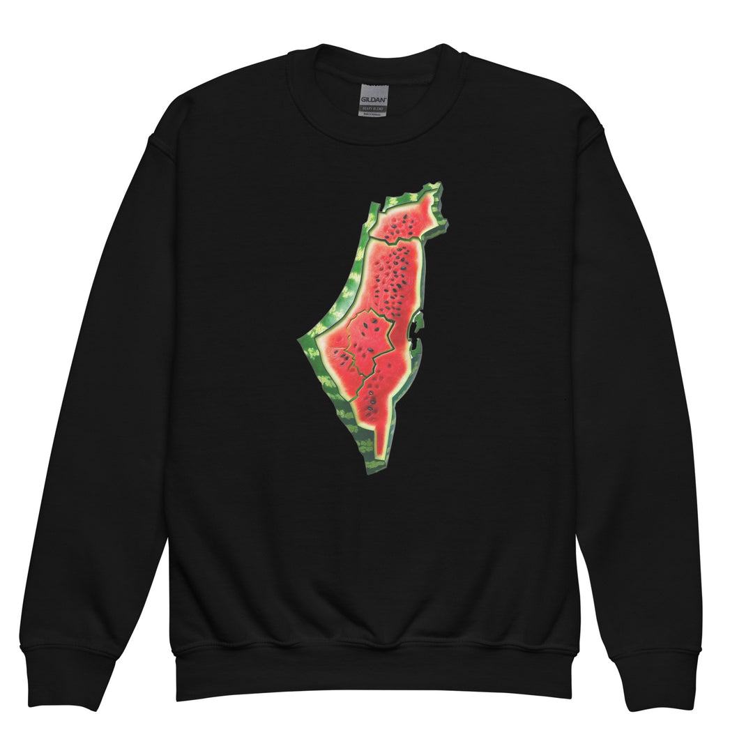 Palestine Watermelon - Youth Crewneck Sweatshirt, Black
