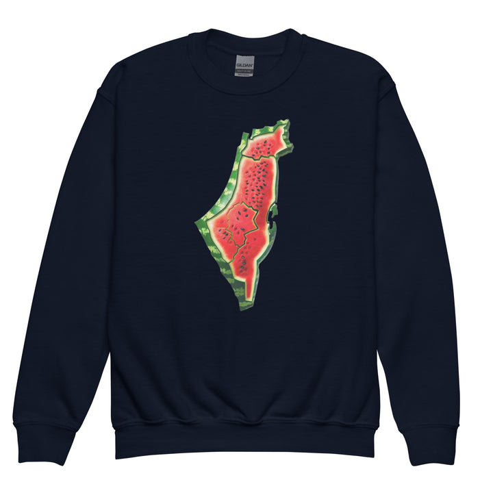 Palestine Watermelon - Youth Crewneck Sweatshirt, Navy