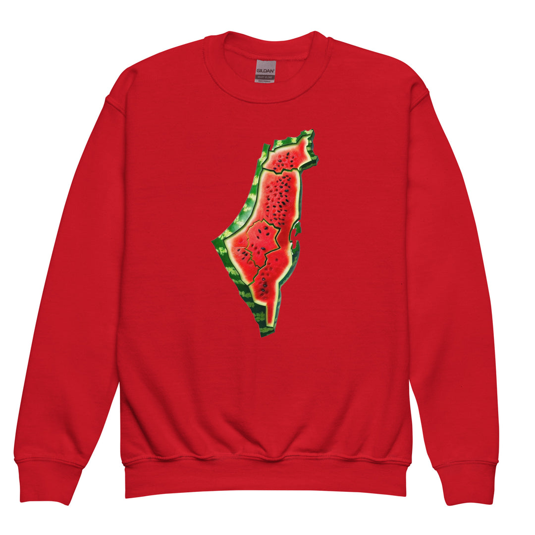 Palestine Watermelon - Youth Crewneck Sweatshirt, Red