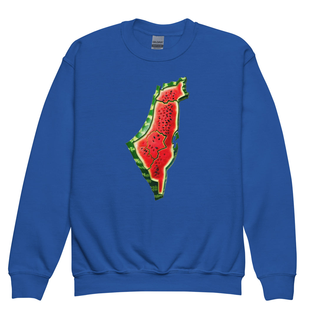 Palestine Watermelon - Youth Crewneck Sweatshirt, Royal