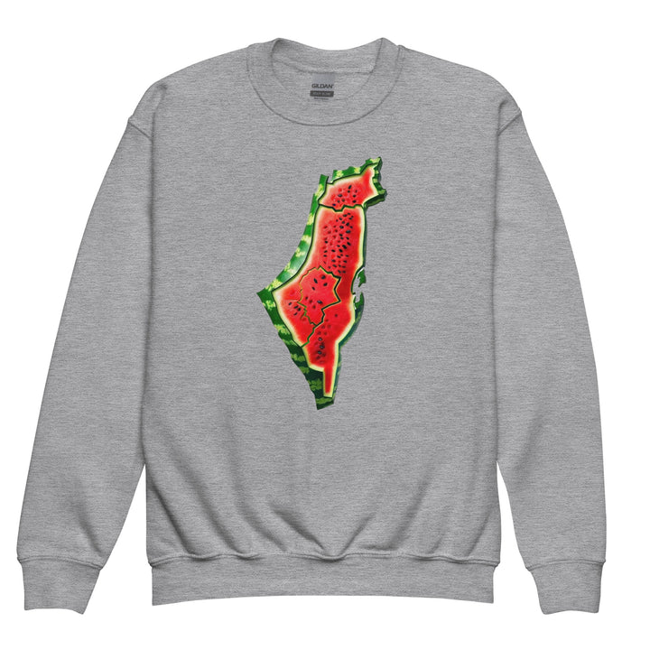 Palestine Watermelon - Youth Crewneck Sweatshirt, Sport Grey