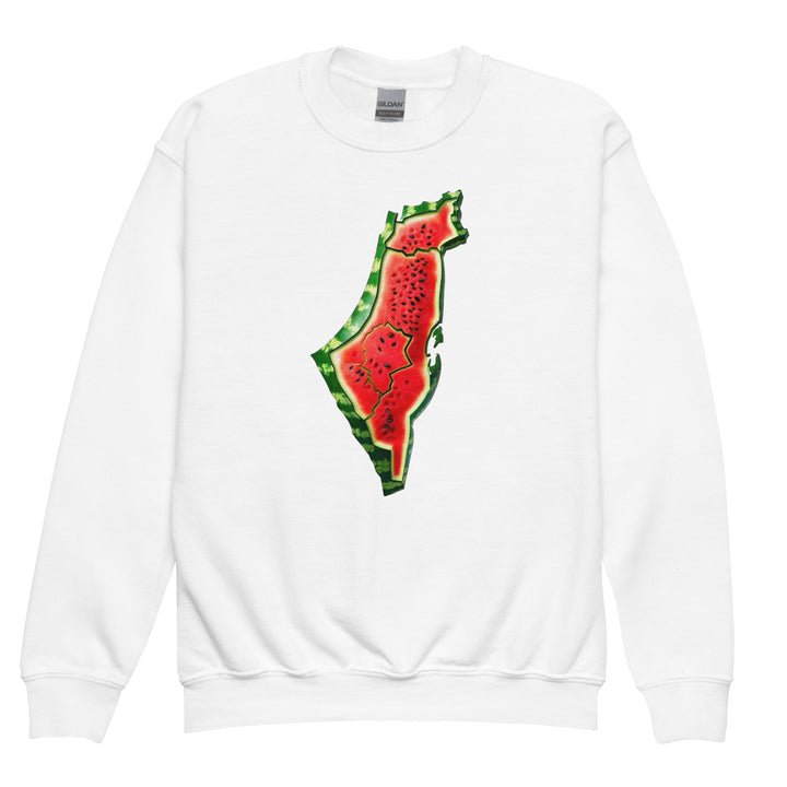 Palestine Watermelon - Youth Crewneck Sweatshirt, White