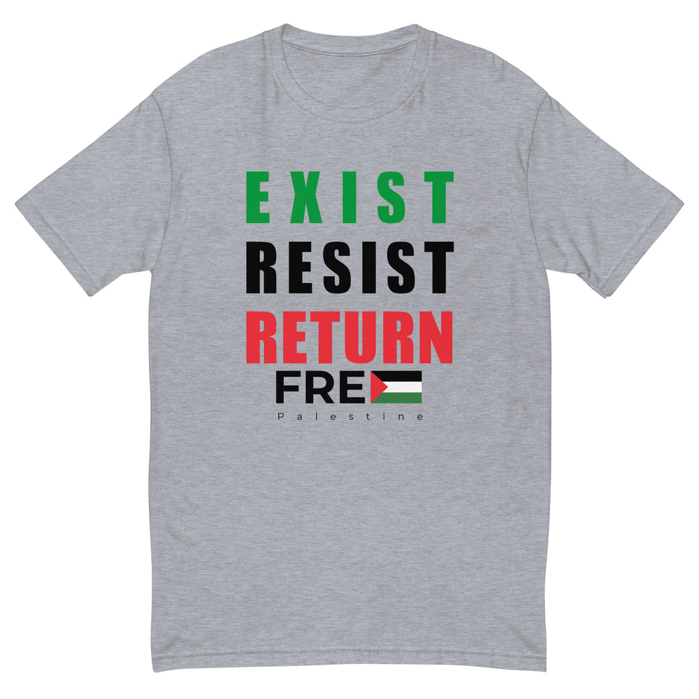 Exist. Resist. Return. - Short Sleeve T-Shirt, Mens Fitted T Shirt Heather Grey