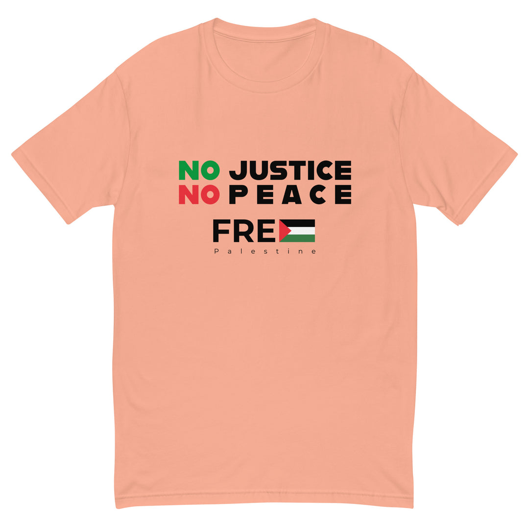 No Justice No Peace - Short Sleeve T-Shirt, Mens Fitted T Shirt Desert Pink