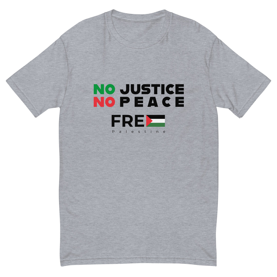 No Justice No Peace - Short Sleeve T-Shirt, Mens Fitted T Shirt Heather Grey