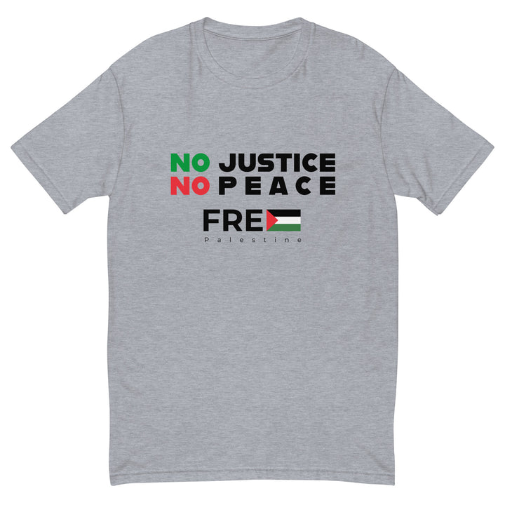 No Justice No Peace - Short Sleeve T-Shirt, Mens Fitted T Shirt Heather Grey
