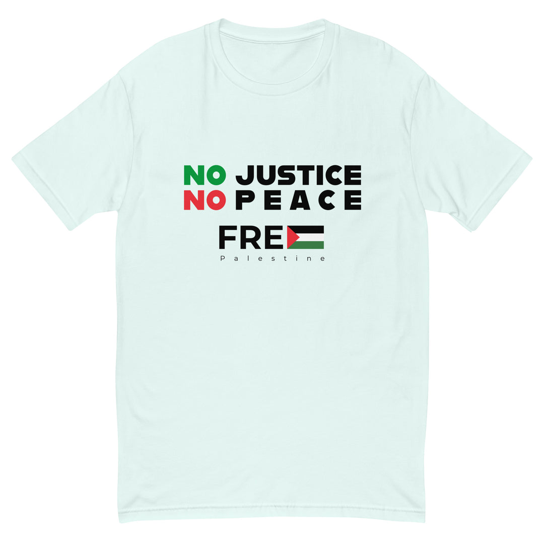 No Justice No Peace - Short Sleeve T-Shirt, Mens Fitted T Shirt Light Blue