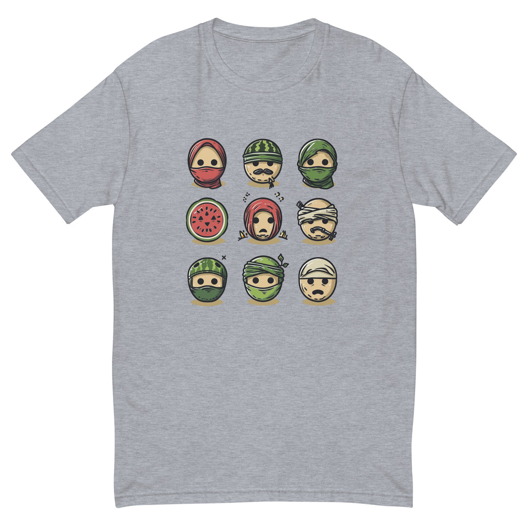 Palestine Emoji - Short Sleeve T-shirt, Mens Fitted T Shirt Heather Grey