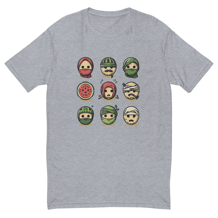 Palestine Emoji - Short Sleeve T-shirt, Mens Fitted T Shirt Heather Grey