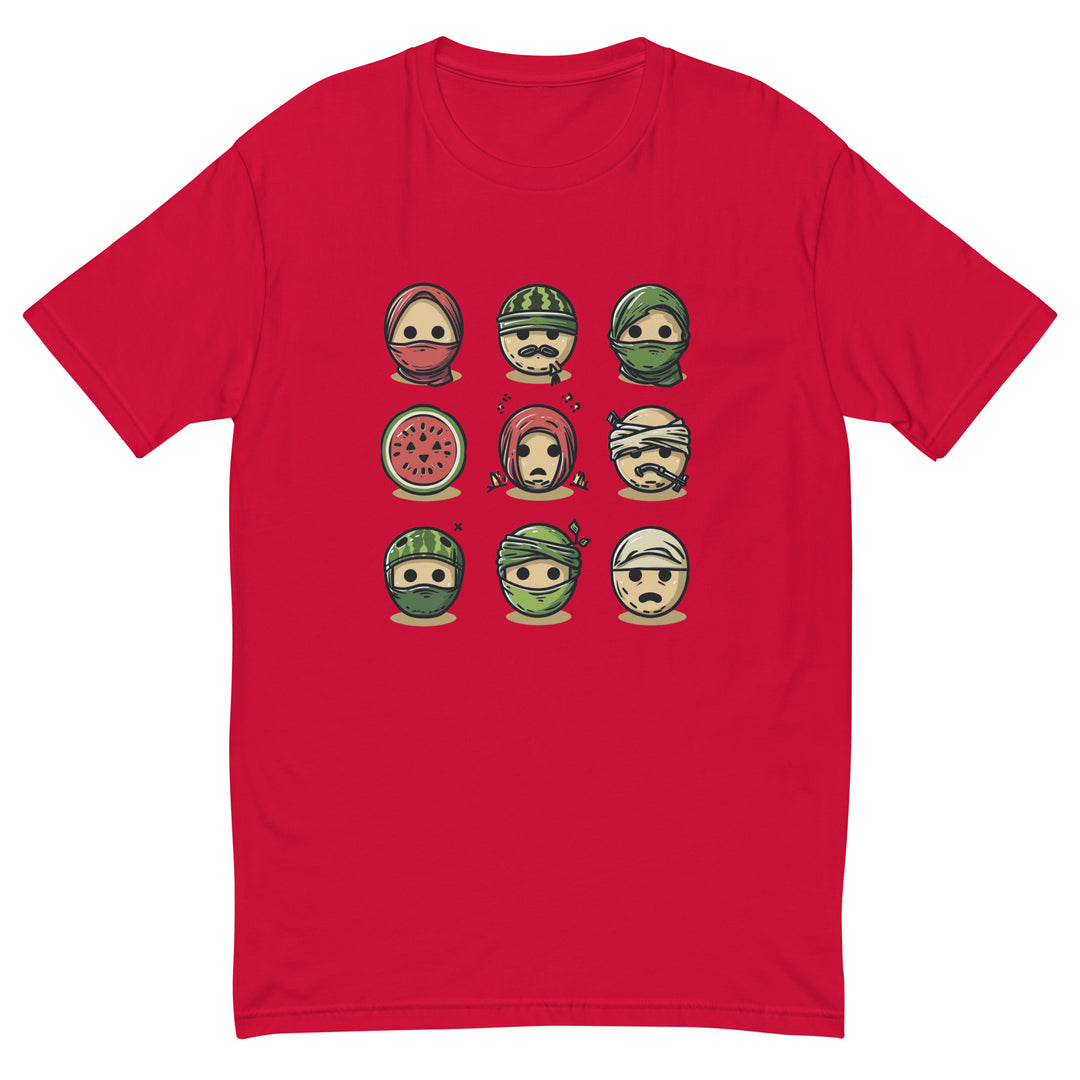 Palestine Emoji - Short Sleeve T-shirt, Mens Fitted T Shirt Red
