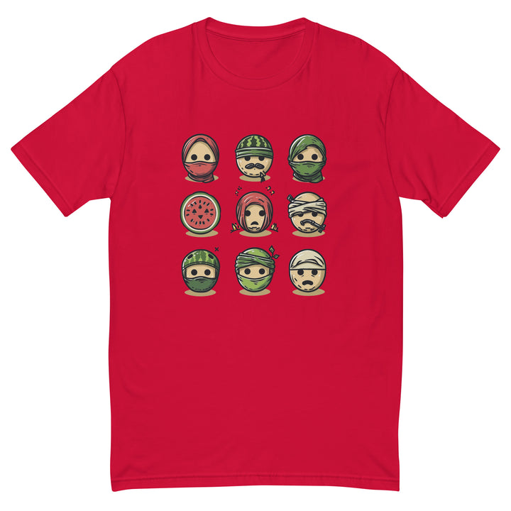 Palestine Emoji - Short Sleeve T-shirt, Mens Fitted T Shirt Red
