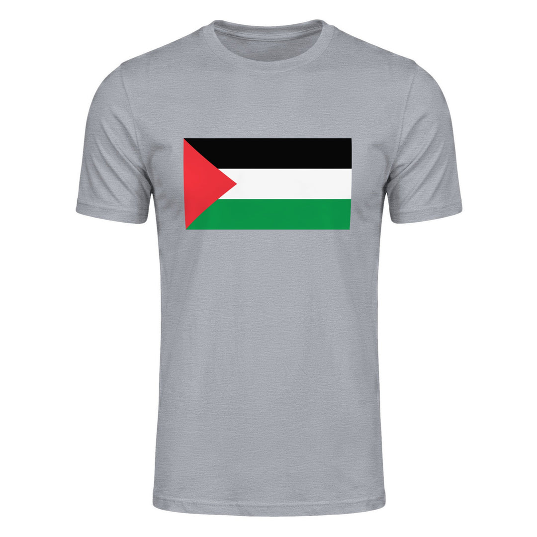 Palestine Flag - Short Sleeve T-shirt, Mens Fitted T Shirt Heather Grey