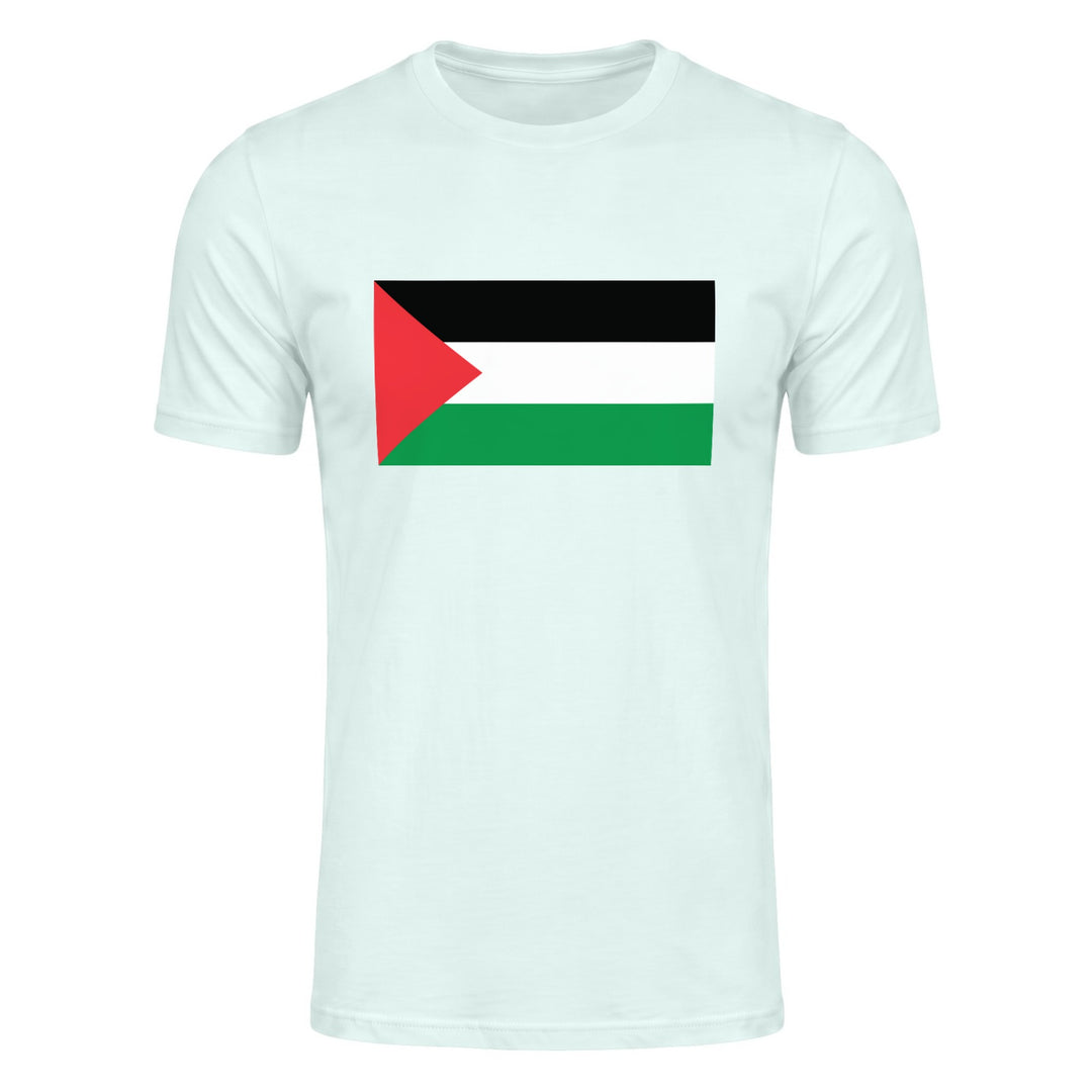 Palestine Flag - Short Sleeve T-shirt, Mens Fitted T Shirt Light Blue