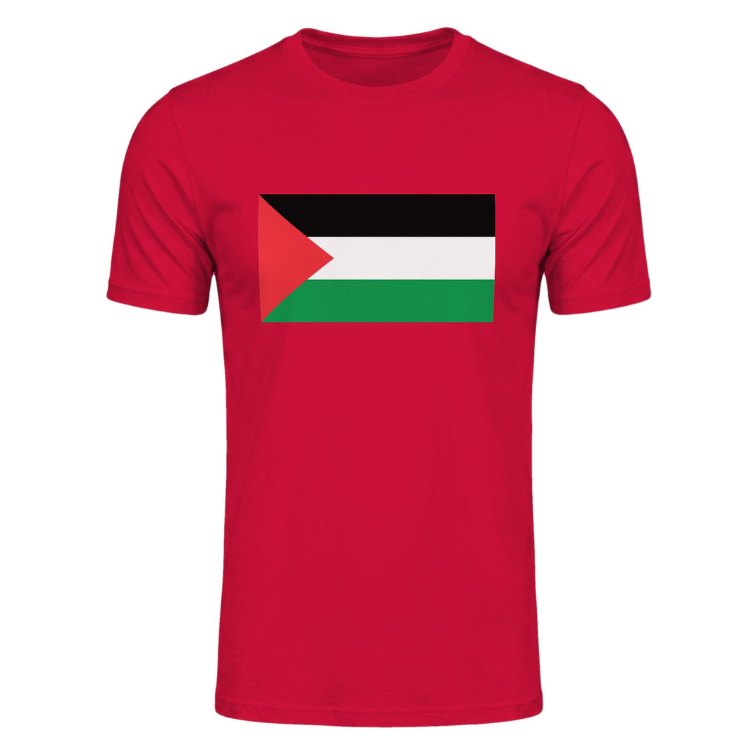 Palestine Flag - Short Sleeve T-shirt, Mens Fitted T Shirt Red