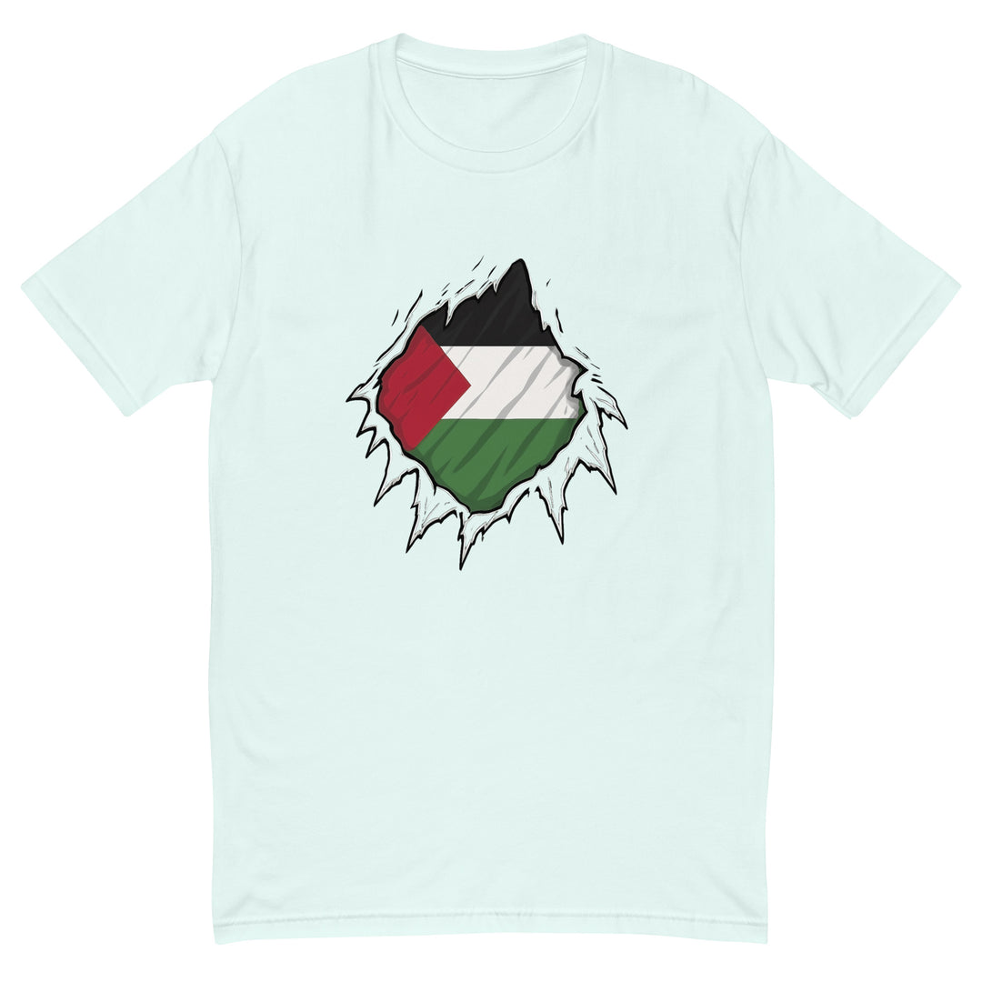 Palestine Hero - Short Sleeve T-Shirt, Mens Fitted T Shirt Light Blue