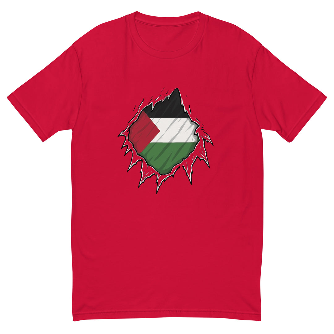 Palestine Hero - Short Sleeve T-Shirt, Mens Fitted T Shirt Red