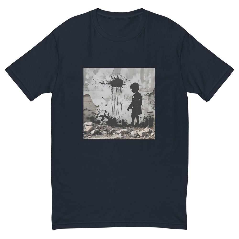 Palestine Wall - Short Sleeve T-shirt, Mens Fitted T Shirt Midnight Navy