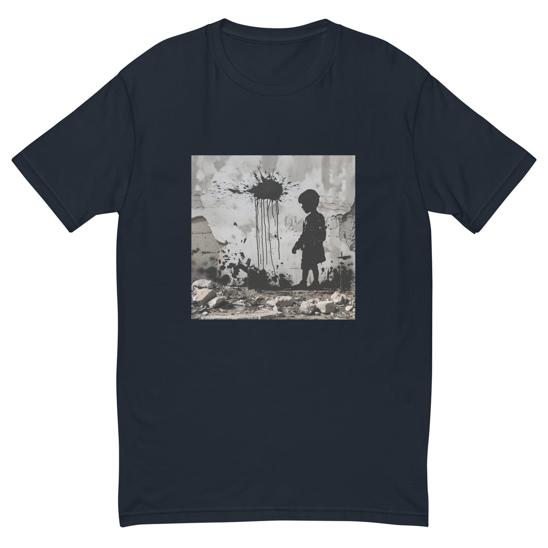 Palestine Wall - Short Sleeve T-shirt, Mens Fitted T Shirt Midnight Navy