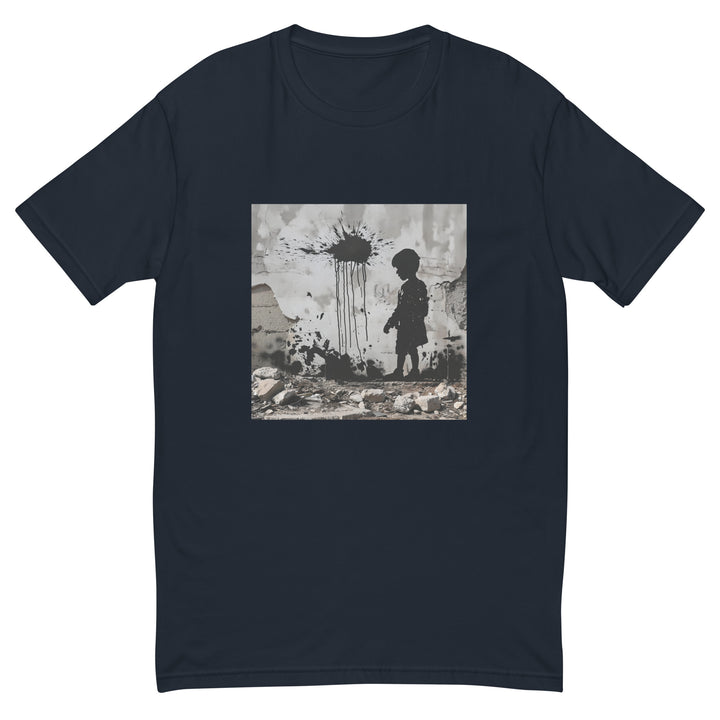 Palestine Wall - Short Sleeve T-shirt, Mens Fitted T Shirt Midnight Navy