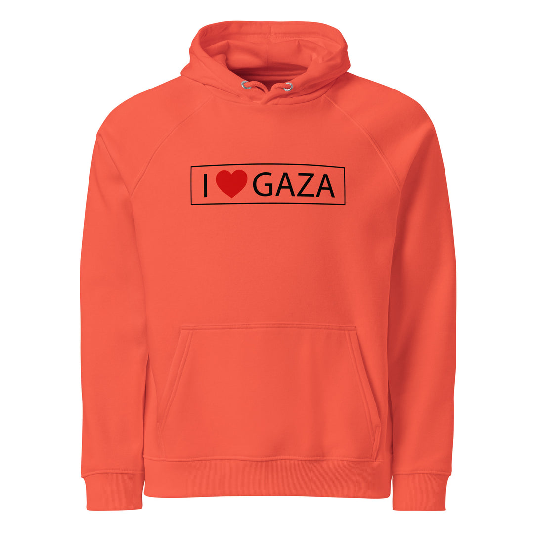 I Love Gaza - Men’s Eco Raglan Hoodie, Eco Raglan Hoodie Burnt Orange