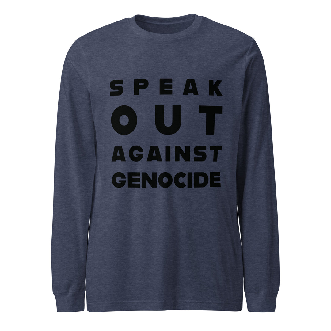 Speak Out Against Genocide - Men’s Long Sleeve Shirt, Heather Navy
