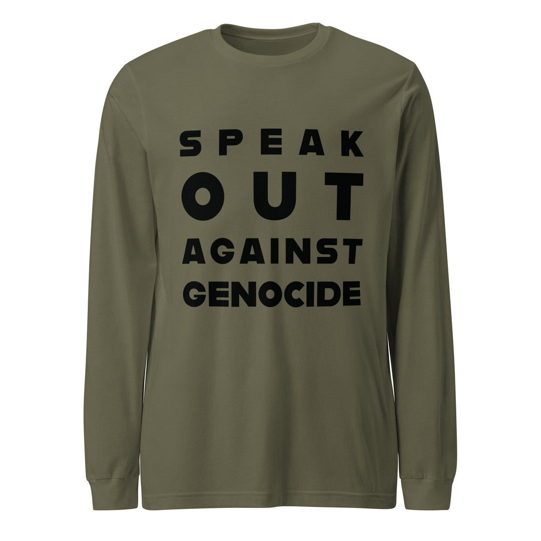 Speak Out Against Genocide - Men’s Long Sleeve Shirt, Military Green