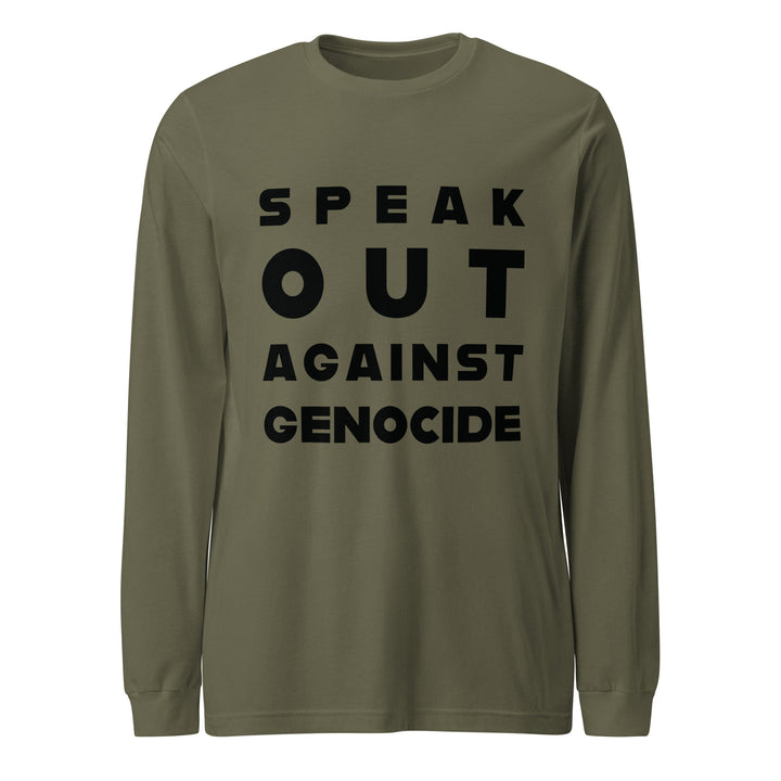 Speak Out Against Genocide - Men’s Long Sleeve Shirt, Military Green