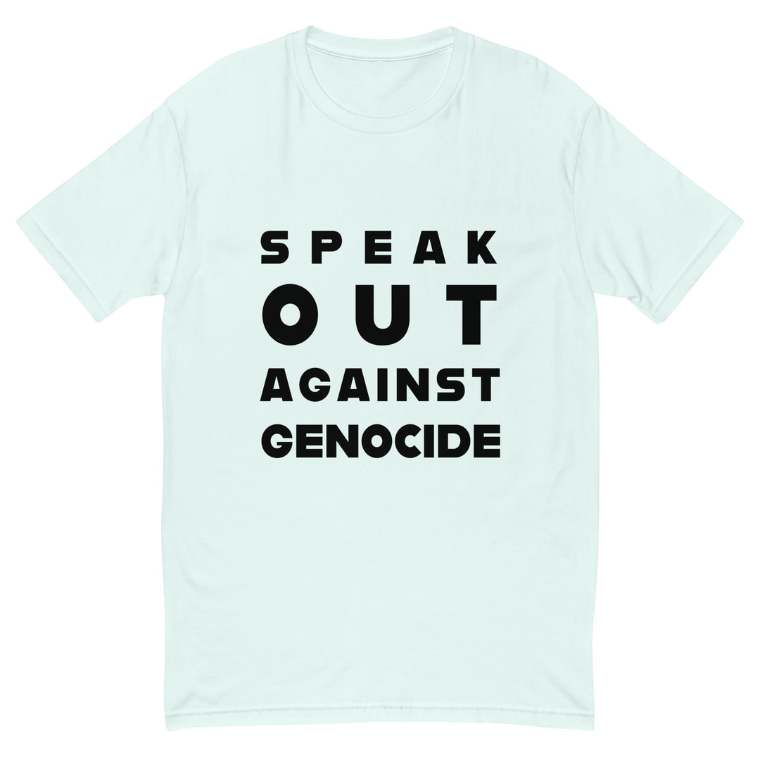 Speak Out Against Genocide - Short Sleeve T-Shirt, Mens Fitted T Shirt Light Blue