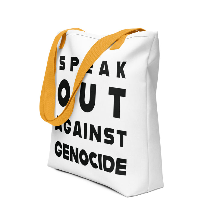 Speak Out Against Genocide - Tote Bag, Yellow 15x15