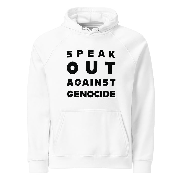 Speak Out Against Genocide - Women’s Eco Raglan Hoodie, Eco Raglan Hoodie White
