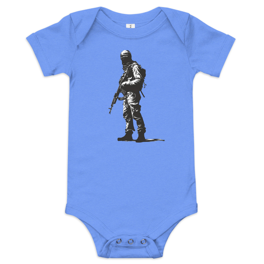 The Fighter - Baby Short Sleeve One Piece, Heather Columbia Blue
