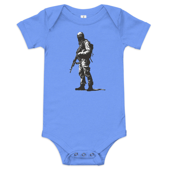 The Fighter - Baby Short Sleeve One Piece, Heather Columbia Blue