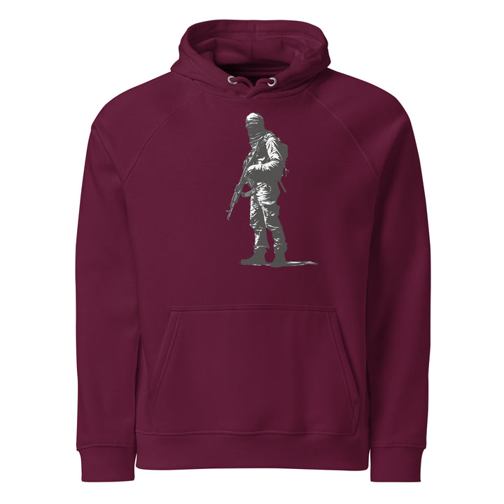 The Fighter - Men’s Eco Raglan Hoodie, Eco Raglan Hoodie Burgundy