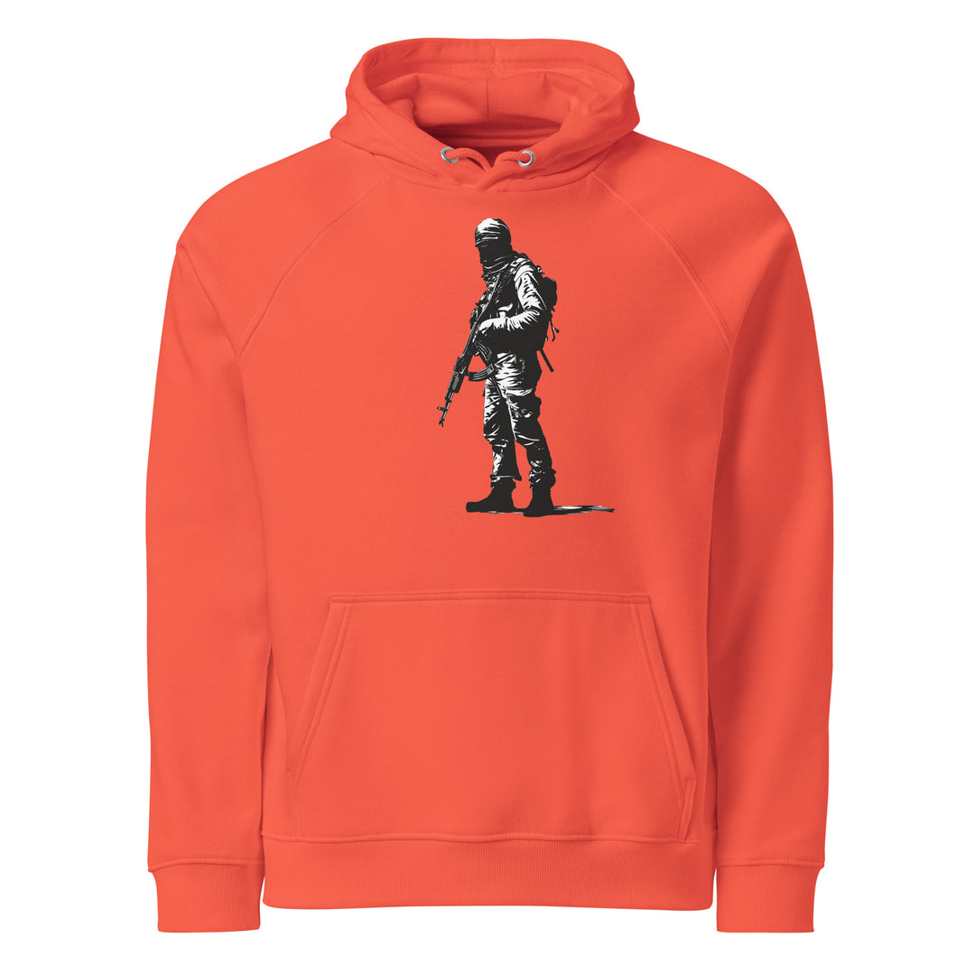 The Fighter - Men’s Eco Raglan Hoodie, Eco Raglan Hoodie Burnt Orange