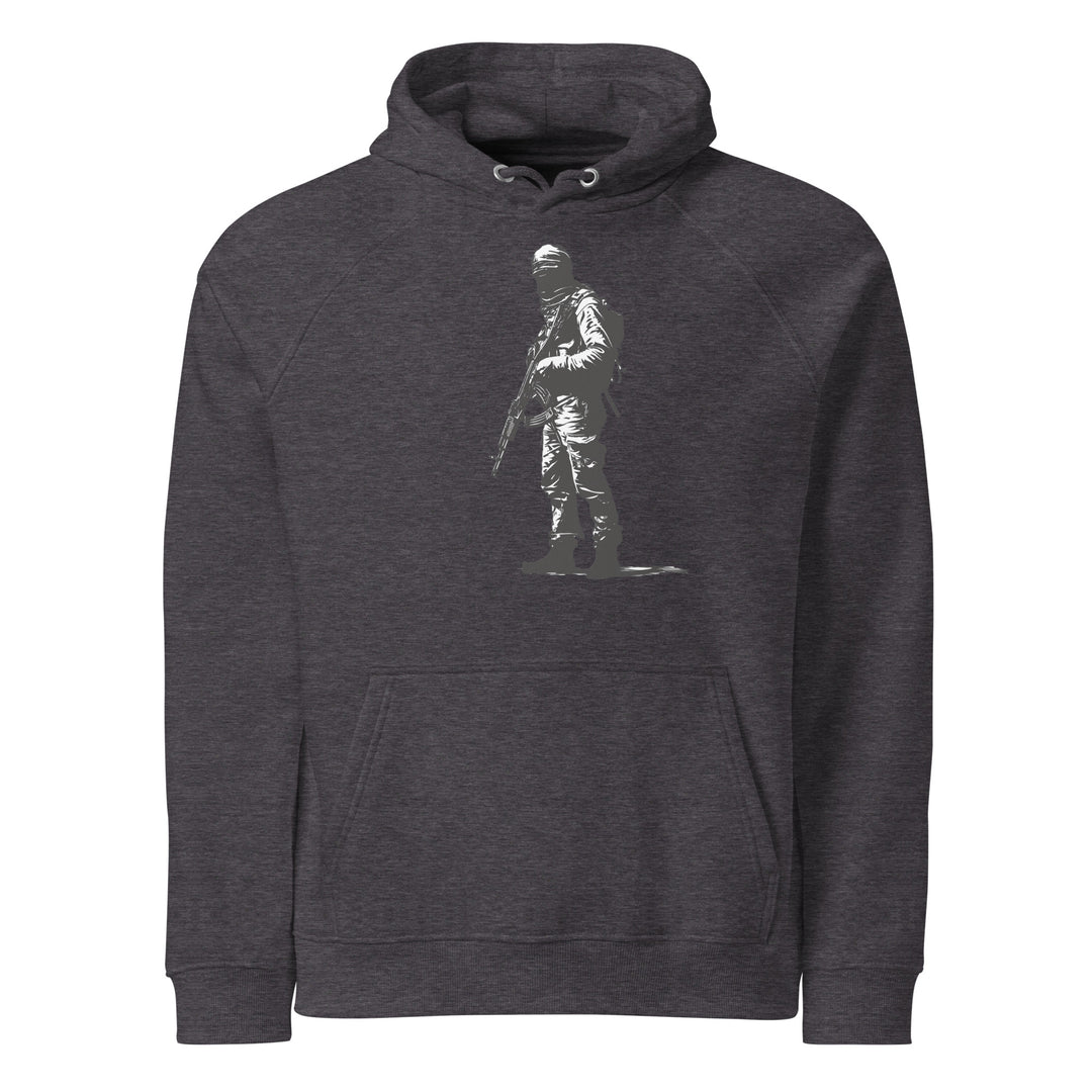 The Fighter - Men’s Eco Raglan Hoodie, Eco Raglan Hoodie Charcoal Melange
