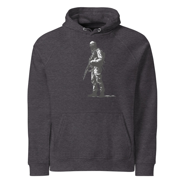 The Fighter - Men’s Eco Raglan Hoodie, Eco Raglan Hoodie Charcoal Melange