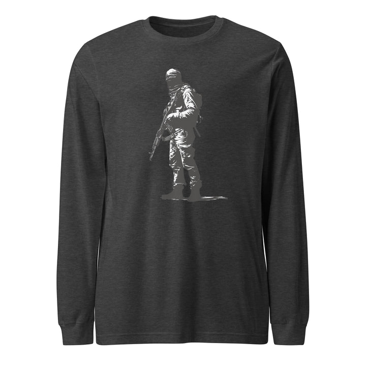 The Fighter - Men’s Long Sleeve Shirt, Dark Grey Heather