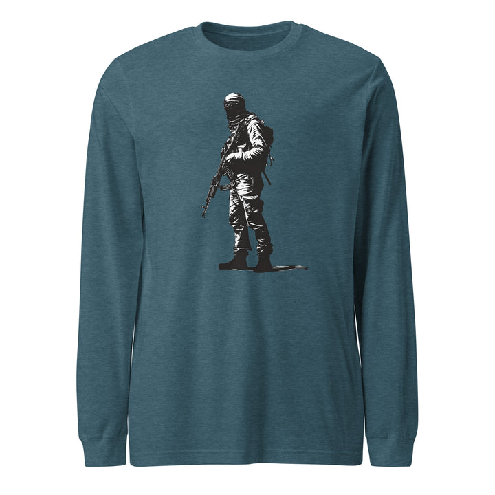 The Fighter - Men’s Long Sleeve Shirt, Heather Deep Teal