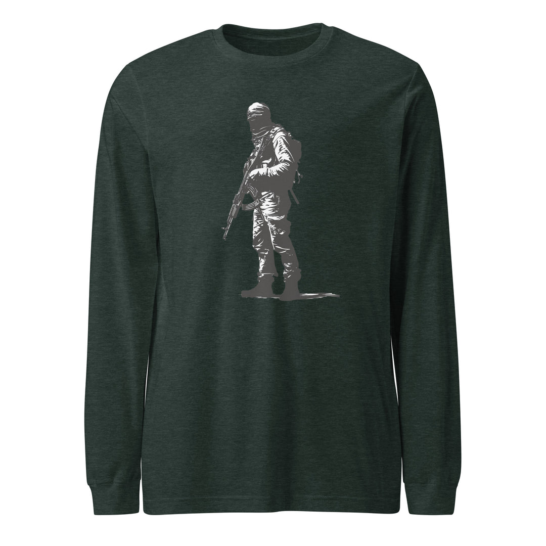 The Fighter - Men’s Long Sleeve Shirt, Heather Forest