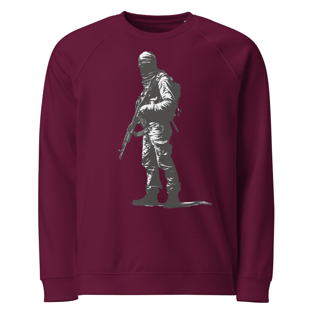 The Fighter - Men’s Organic Raglan Sweatshirt, Burgundy