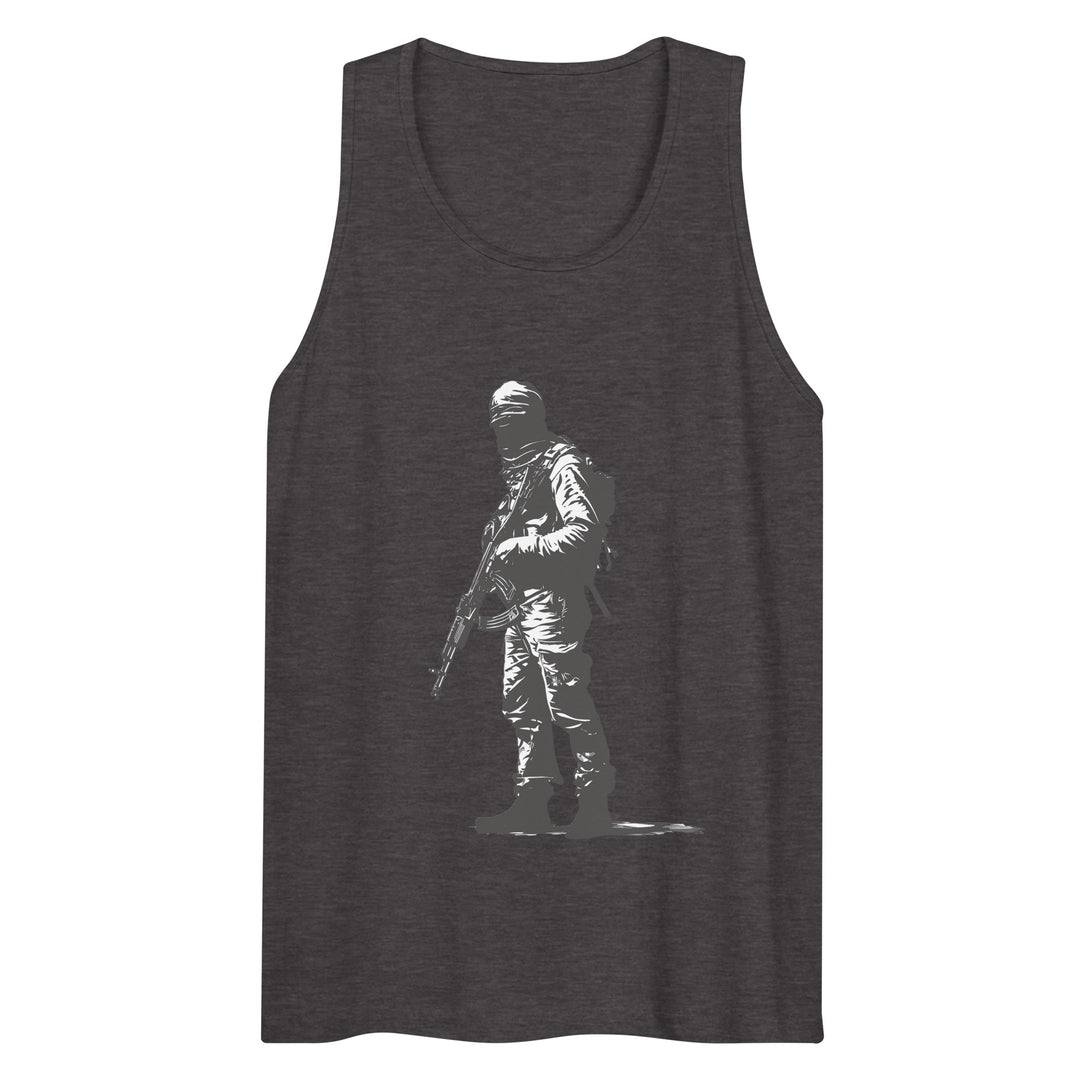 The Fighter - Men’s Premium Tank Top, Mens Premium Tank Top Charcoal Heather
