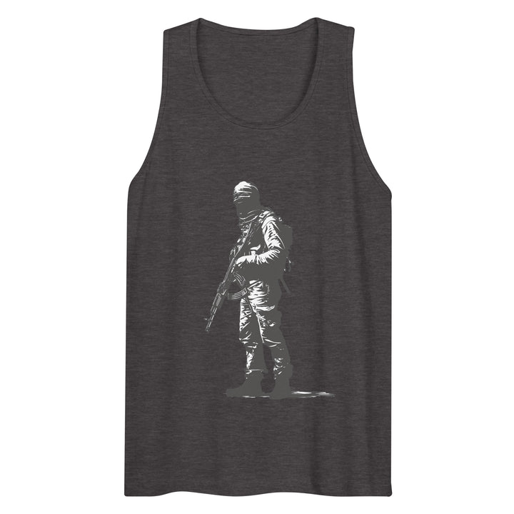 The Fighter - Men’s Premium Tank Top, Mens Premium Tank Top Charcoal Heather