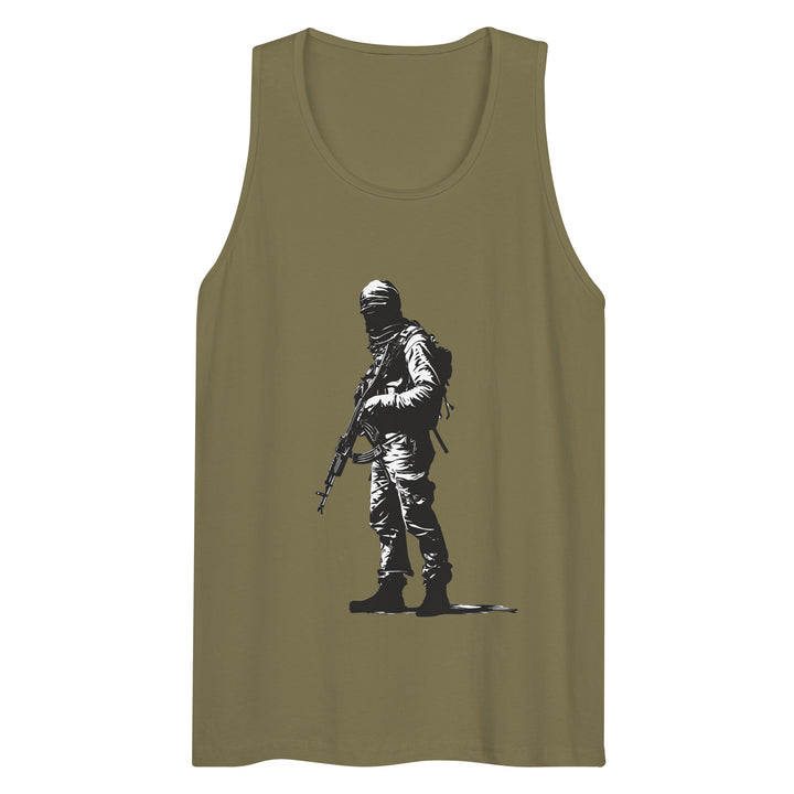 The Fighter - Men’s Premium Tank Top, Mens Premium Tank Top Military Green