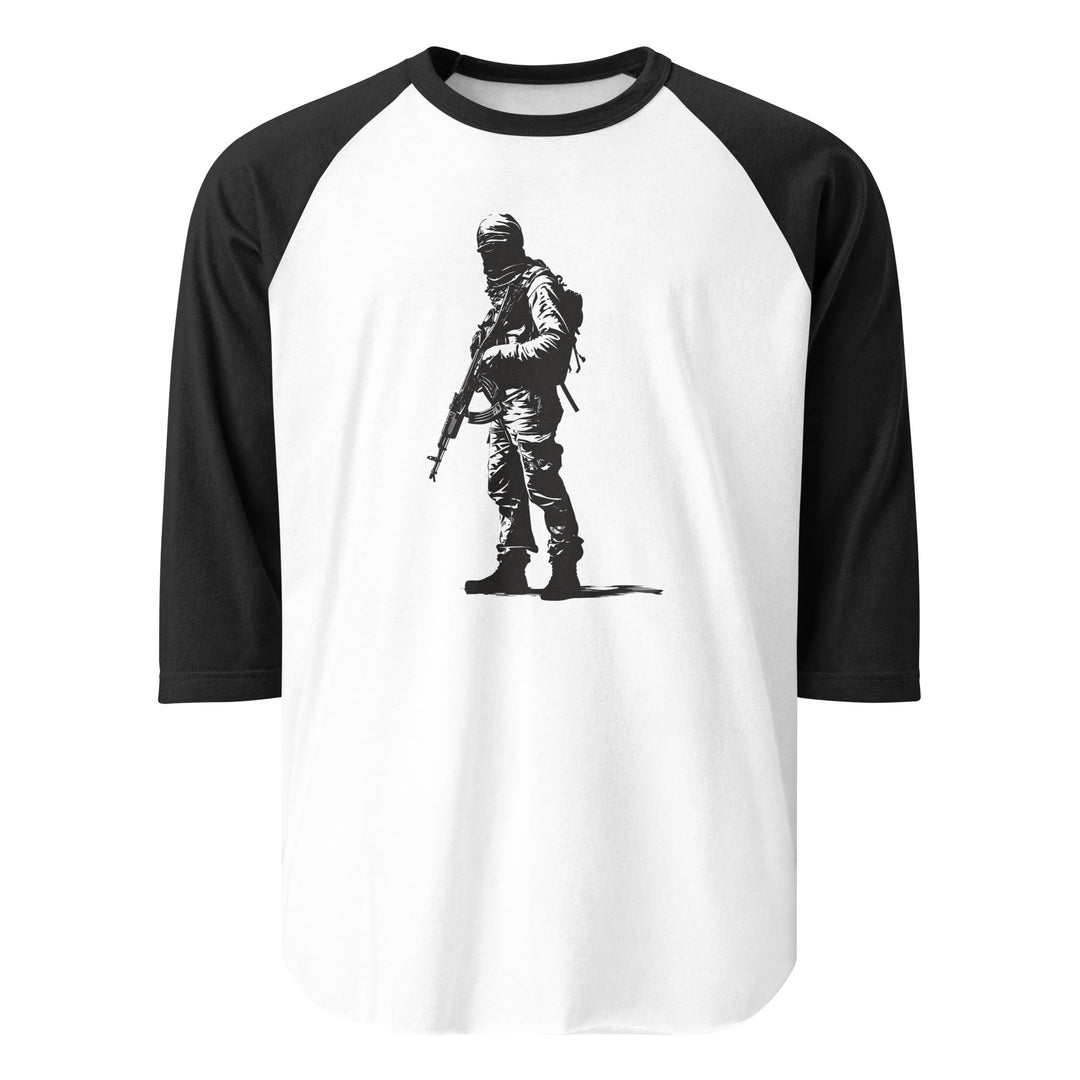The Fighter - Men’s ¾ Sleeve Raglan Shirt, 34 Sleeve Raglan Shirt White Black