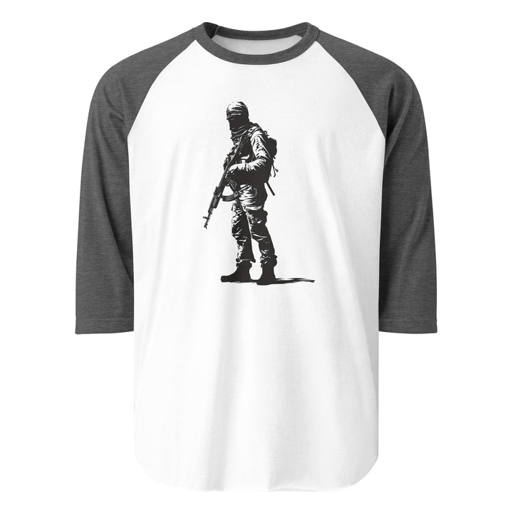 The Fighter - Men’s ¾ Sleeve Raglan Shirt, 34 Sleeve Raglan Shirt White Heather Charcoal