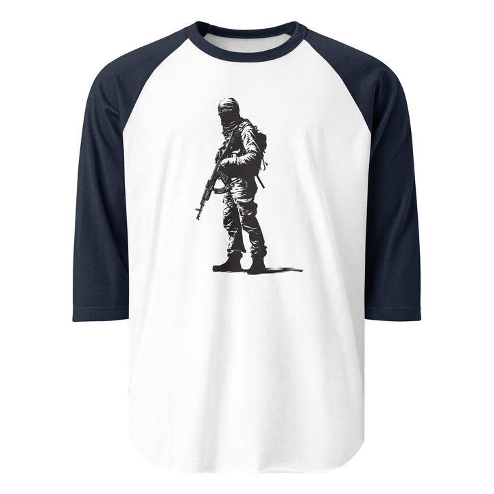 The Fighter - Men’s ¾ Sleeve Raglan Shirt, 34 Sleeve Raglan Shirt White Navy